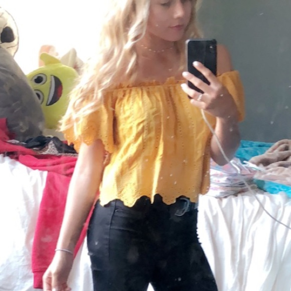 Yellow off shoulder top